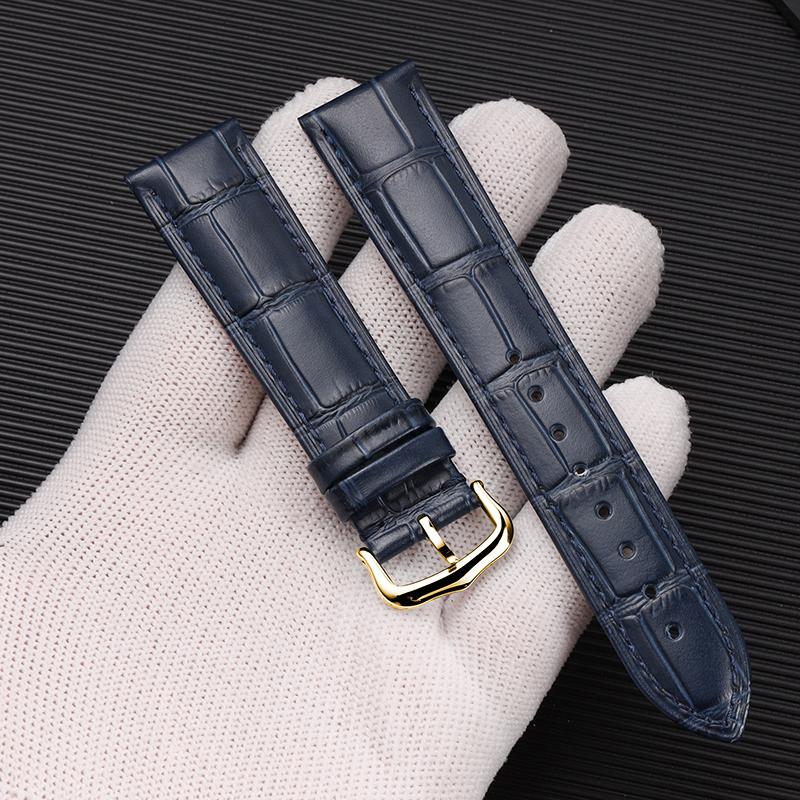 Ultrathin Genuine Leather Watch Strap Suitable for Cartier Santos Tank Solo Watchband Women Men's 12 - 22mm Green White Bracelet