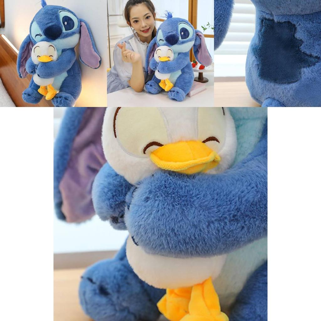Sevimli Ördek Kucaklayan Stitch Peluş Oyuncak Yumuşak PP Pamuk Dolgulu Bebek Çocuklar ve Kız Arkadaşlar İçin Doğum Günü Hediyeleri