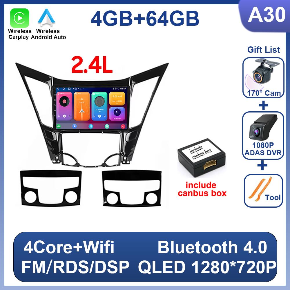 For Hyundai Sonata 6 YF 2009 - 2015 Android 14 Car Radio Multimedia Video Player GPS Navigation AI Voice 4G CarPlay Head Unit