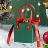 Classic Red Christmas Gift Box with Handle Bowknot Ribbon Bell Decor Letter Print Cubic Present Packing Box