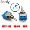 5Pcs 6mm Mini Toggle Switchs 2 Position 3 Position Latching Switch MTS-102/103/202/203 ON-ON SPST ON-OFF -ON SPDT