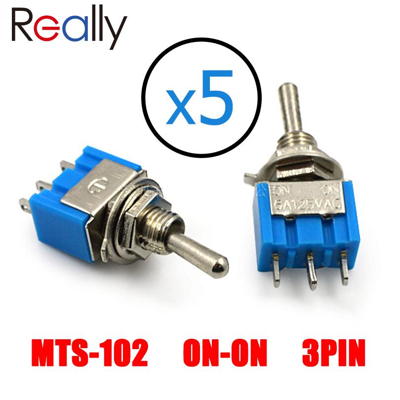 5Pcs 6mm Mini Toggle Switchs 2 Position 3 Position Latching Switch MTS-102/103/202/203 ON-ON SPST ON-OFF -ON SPDT