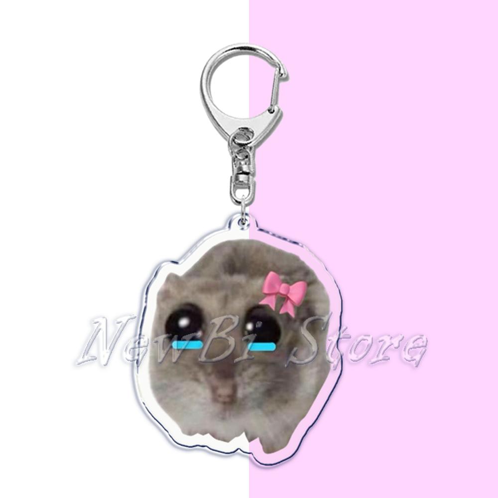 Fun Meme Im Just A Girl Sad Hamster Key Chain Keychains Ring for Accessories Bag Funny Pendant Keyring Jewelry Fans Gifts