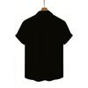 Men's Black Cat Print Lapel Shirt, Breathable and Skin-friendly Fabric, Summer Travel and Casual Party Wear