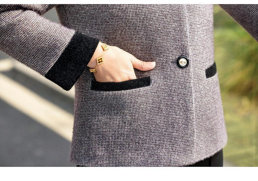 Würdevolle & Elegante Hahnentritt-Wolljacke für Frauen mittleren Alters - 50er Jahre Frühjahrs- & Herbststil