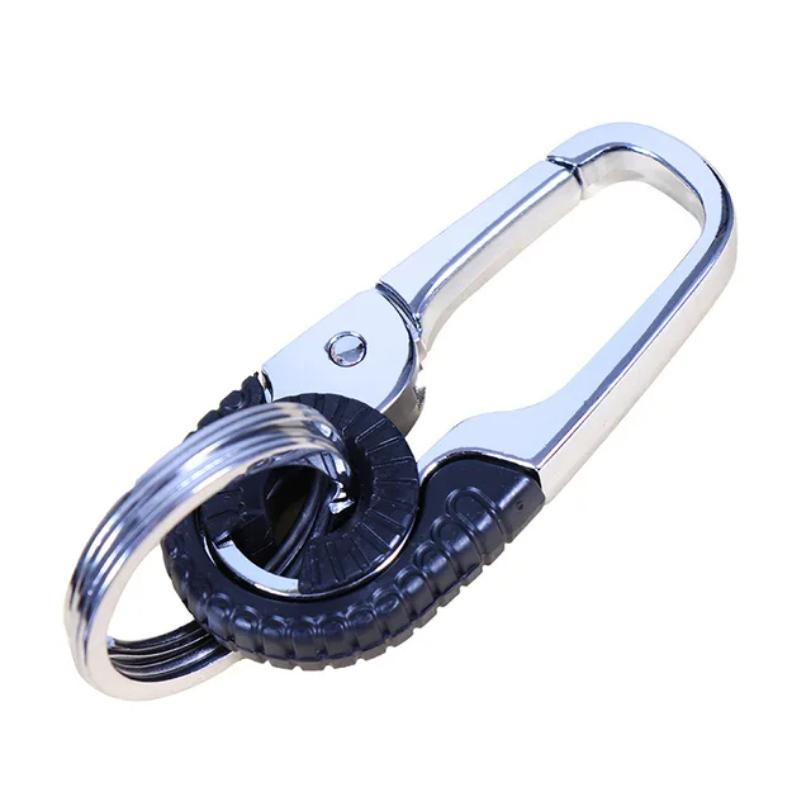 Men's Stainless Steel Keychain Hook Outdoor Carabiner Double Ring Climbing Tool Fishing Key Ring Car Accessories Durable Stylish