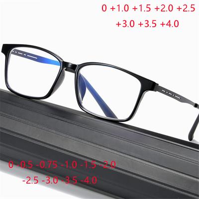 0 +1.0 +1.5 To +4.0 TR90 Blue Light Blocking Square Reading Glasses Magnifier Vintage Prescription Eyeglasses 0 -0.5 -0.75 To -4