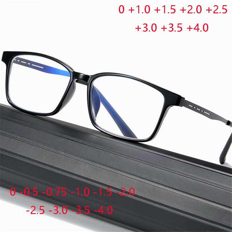 0 +1.0 +1.5 To +4.0 TR90 Blue Light Blocking Square Reading Glasses Magnifier Vintage Prescription Eyeglasses 0 -0.5 -0.75 To -4