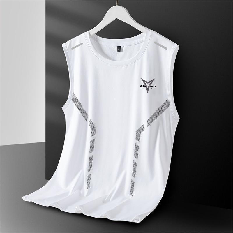 Men's Quick-Dry Ice Silk Sleeveless Mesh Vest - Large, Loose Fit for Summer Sports