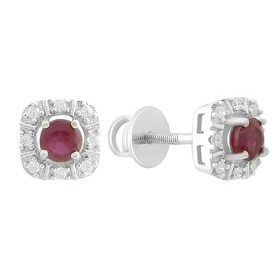 Silberne Ohrringe mit natürlichem Rubin 1,045 ct (2187868)