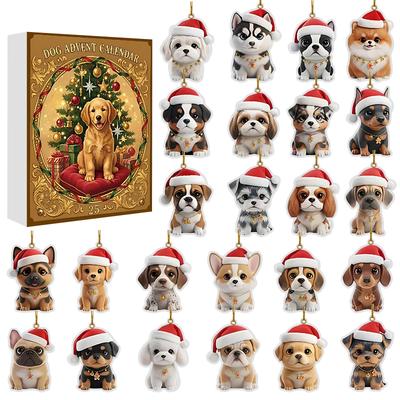 2D Flat Acrylic Mystery Box 24pcs Pendant With Airplane Box Funny Christmas Countdown Calendar
