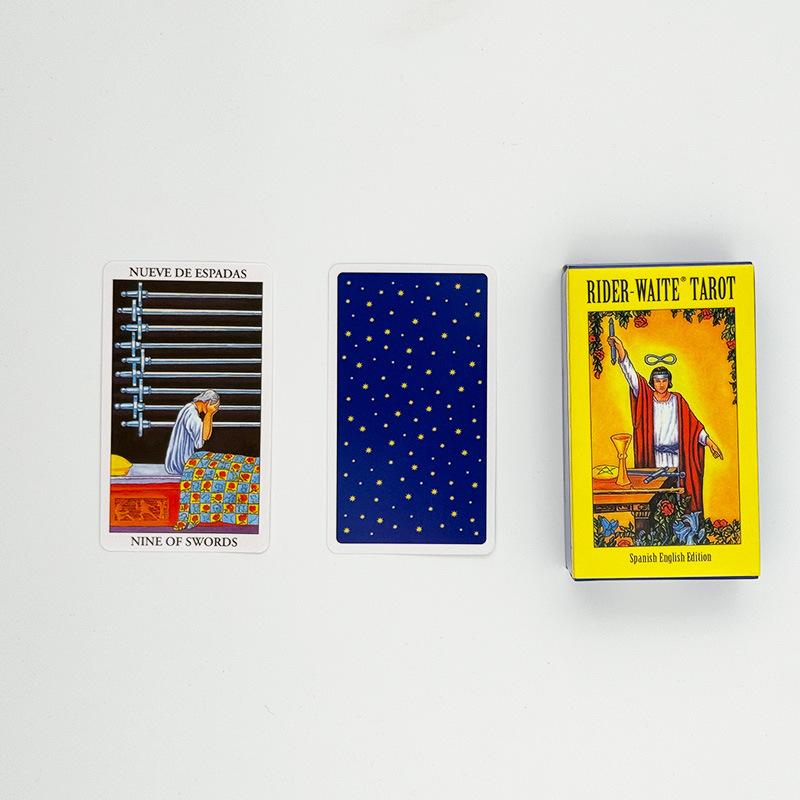 Hot Sell Rider Waite Tarotkort Spådom Personlig Bruk Tarotstokk Full Engelsk Spansk Versjon Orakelkort for Jente Brettspill