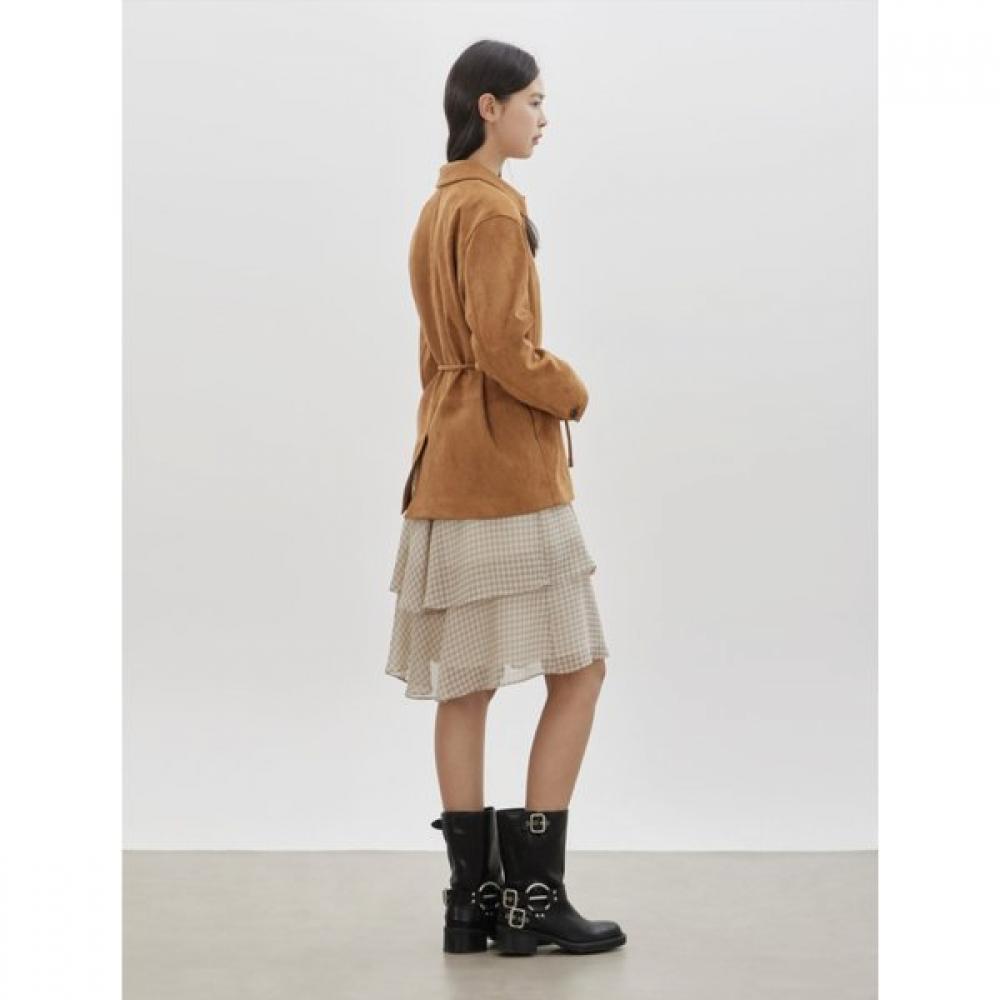 Cc Collect Belted Suede Collar Jacket C261psf513