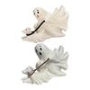 Halloween Ghost Walking Dog Statue Cute Ghost Dog Figurine Resin Ghost Sculpture Tabletop Ornament for Indoor Outdoor Decor