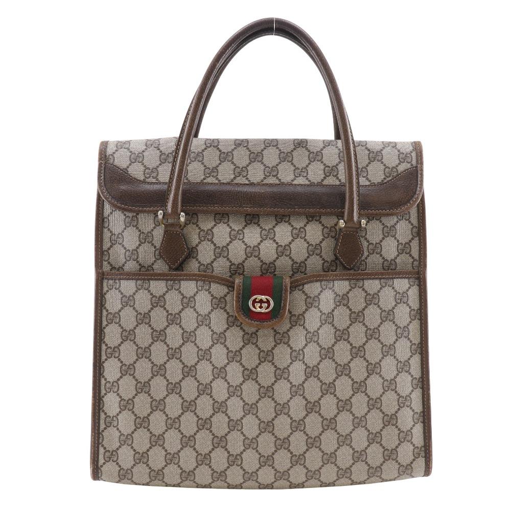 Gucci Old Gucci Handbag 02.4139.58 Sherry Line Interlocking GG Brown PVC Unisex Used