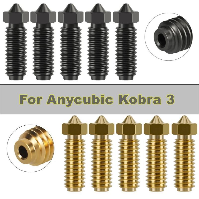 1Pc Anycubic Kobra 3 Nozzle Print Head Brass Hardened Steel 3D Printer Nozzles 0.4mm 0.8mm 1mm 3D Printed Accessories