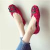 Autumn Fashionable All-match Rhinestone Square Buckle Square Toe Cloth Flat Heel Single Shoes Women's Soft Sole Moccasins