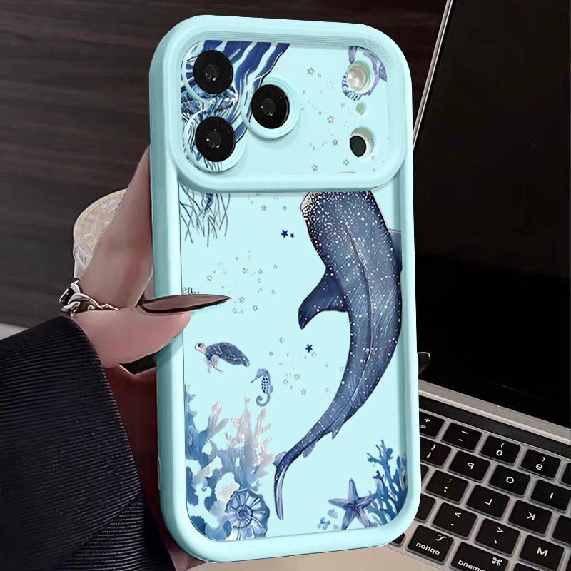 For iPhone 17 Pro Max Case Whale Coral Pattern Shockproof Silicone Soft Cover For Funda iPhone 16 Pro Max 11 12 13 14 15 16E Air