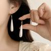 French Pearl Water Drop Long Clip On Earrings Without Ears Hole Women's Elegant Temperament Pearl Earrings No Pierced Earclips