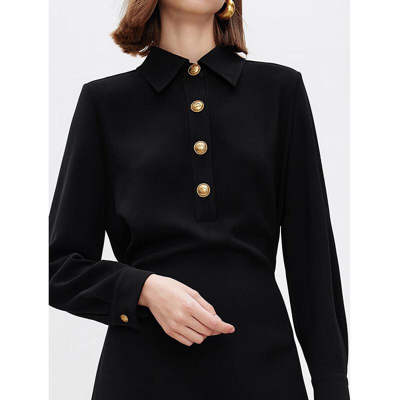LANGZI Elegant French Design Waist-Cinching Shirtdress