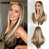 FREEDOM Synthetic Lace Front Wigs For Women 9x6 Pre Plucked Straight Layerd Wig 24" Ombre Blonde Pre Cut Wear And Go Lace Wigs
