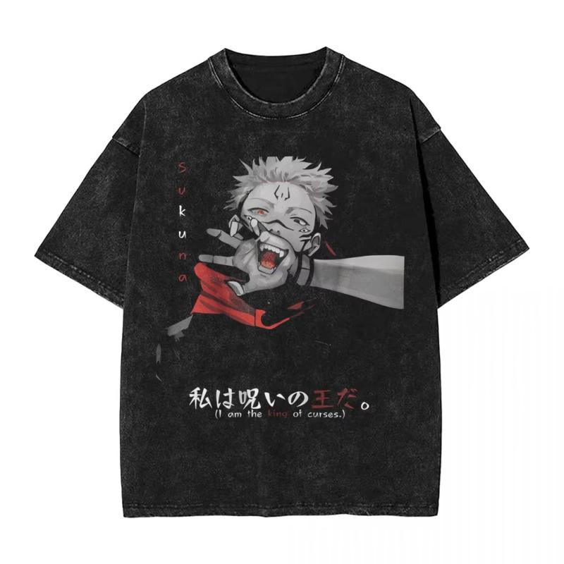 Anime Jujutsu Kaisen Geto Suguru Graphic T-Shirt Men Women Washed Tshirts Manga Vintage Streetwear Harajuku Male Cotton Tops