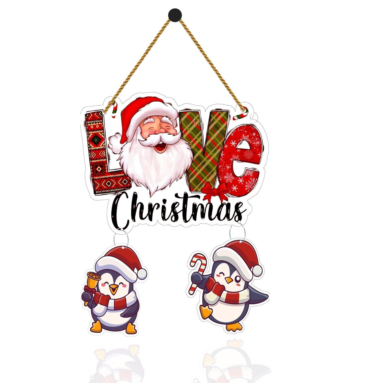 

Decorative Christmas Wall Hanging Wooden Art Decoration Item for Home | Office | Living Room | Bedroom (Love-2Penguin)