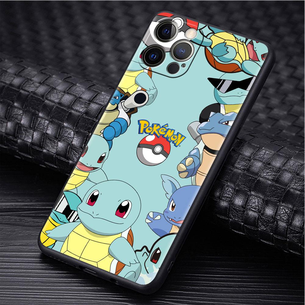 כיסוי לאפל אייפון 11 13 14 12 פרו 7 פלוס XR X XS מקס 6 6S 13 פרו מקס סיליקון שחור פונדה לטלפון פיקה פוקימון חמוד