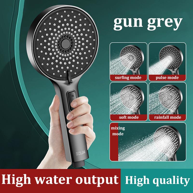 5-Mode Handheld High Pressure Shower Head Rain Shower Bathroom Adjustable Strong Water Flow Anti Block Showerhead