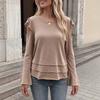 Women's Fashion Casual Long Sleeve Top with Off-Shoulder Ruffle and Hem