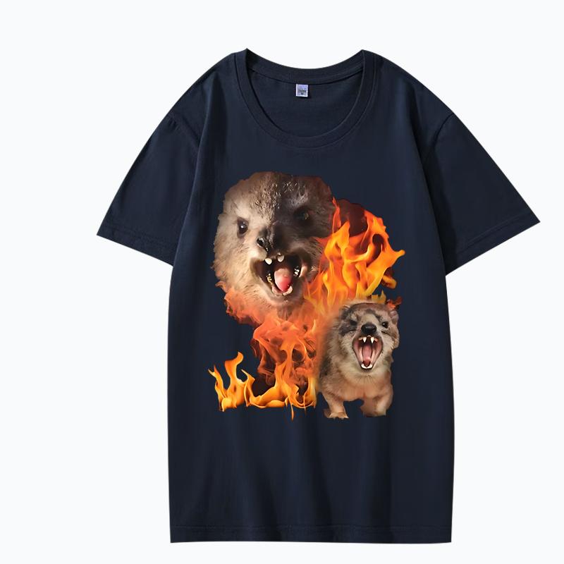 Funny Rock Hyrax Fire Meme Tee Shirt Men Women 100% Cotton Manga Short Sleeve Classic Summer Cute Kawaii Unisex Plus Sizetops