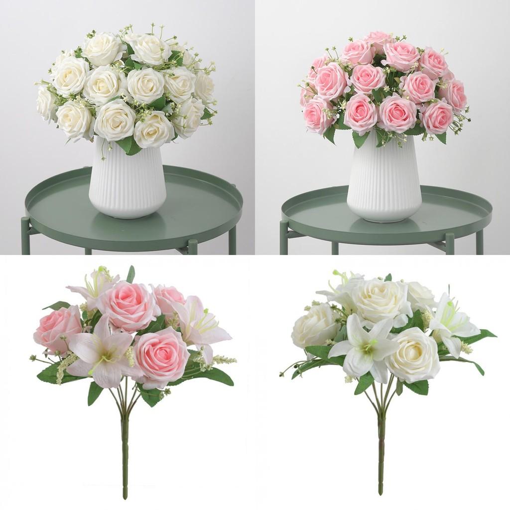 Rose Flower Bouquet Artificial Silk Wedding Decor Gift For Bridesmaids