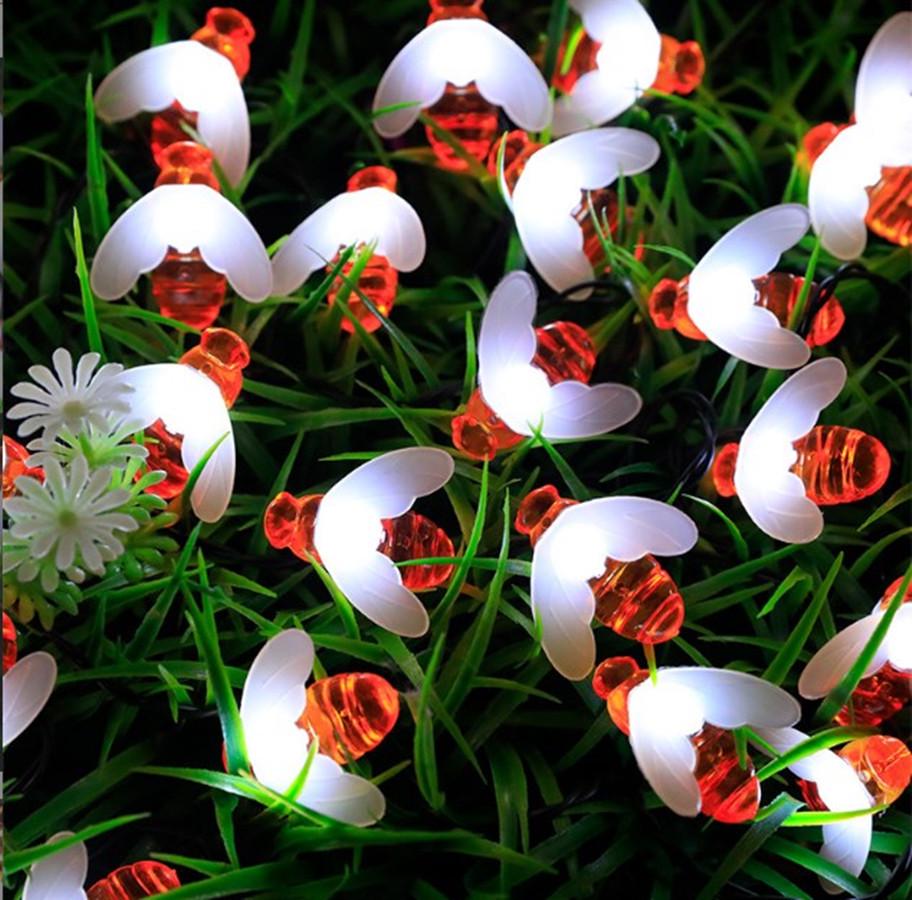 Waterproof Solar LED Bee String Lights for Outdoor Lawn & Christmas Decor