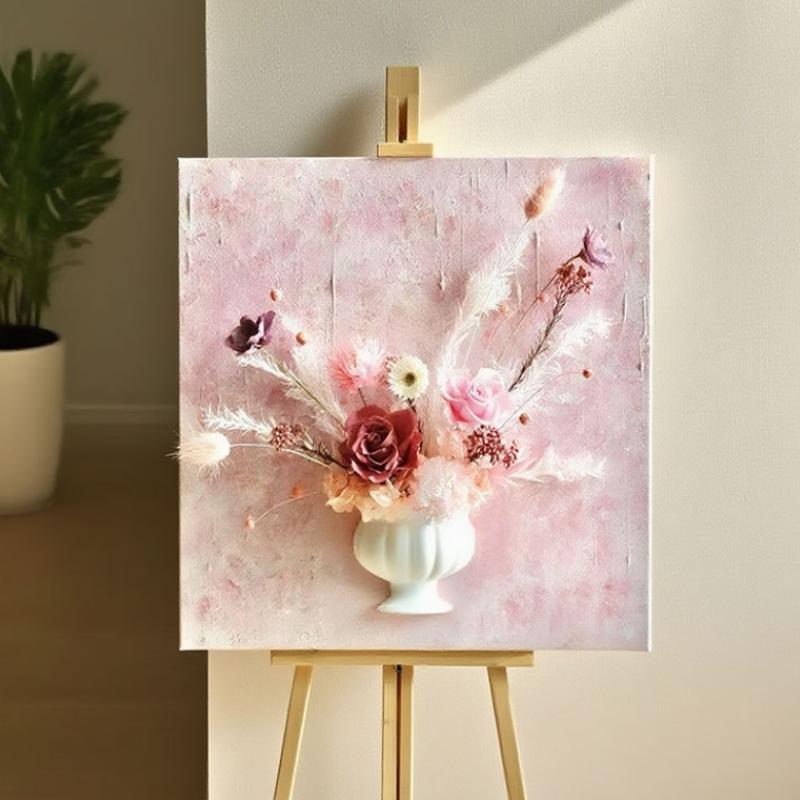 Chic French Oil Painting Style Half Wall Vase for Stylish White Flower DIY Home Decoration Projects