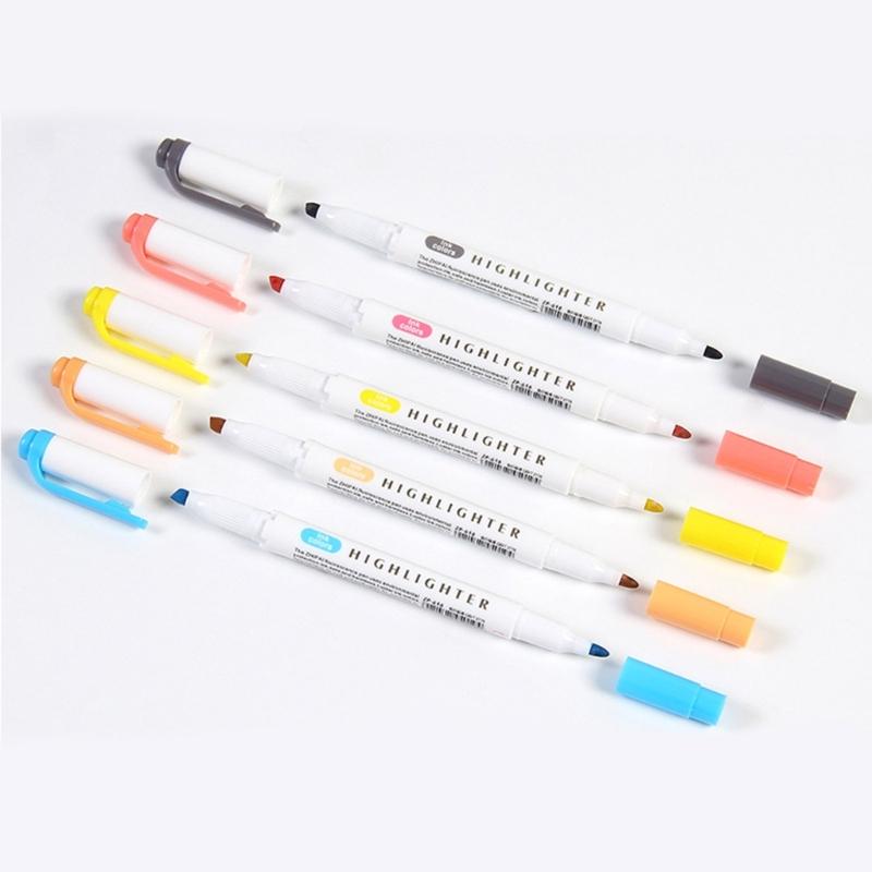 Double Headed Fluorescent Highlighter Pen 10/15Color Double Tip Marker Pen for Scrapbooking Journal Planner Card Making