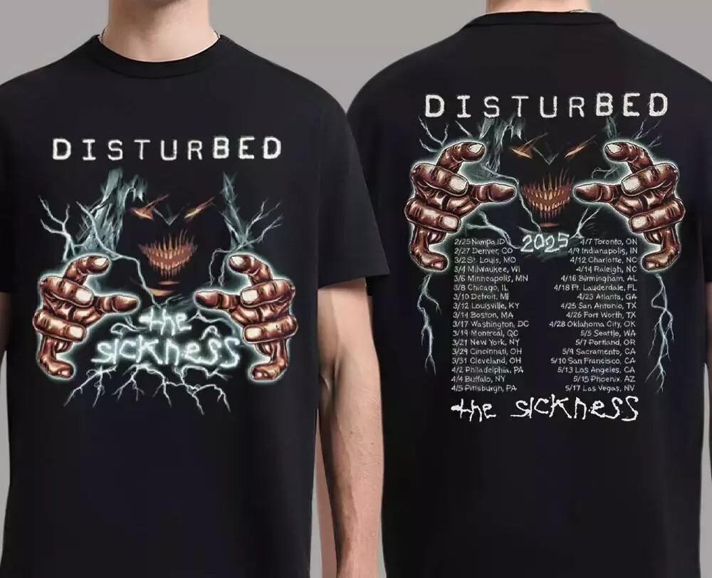 Disturbed The Game Sickness 25 Tour Two Sides Unisex T-shirt L