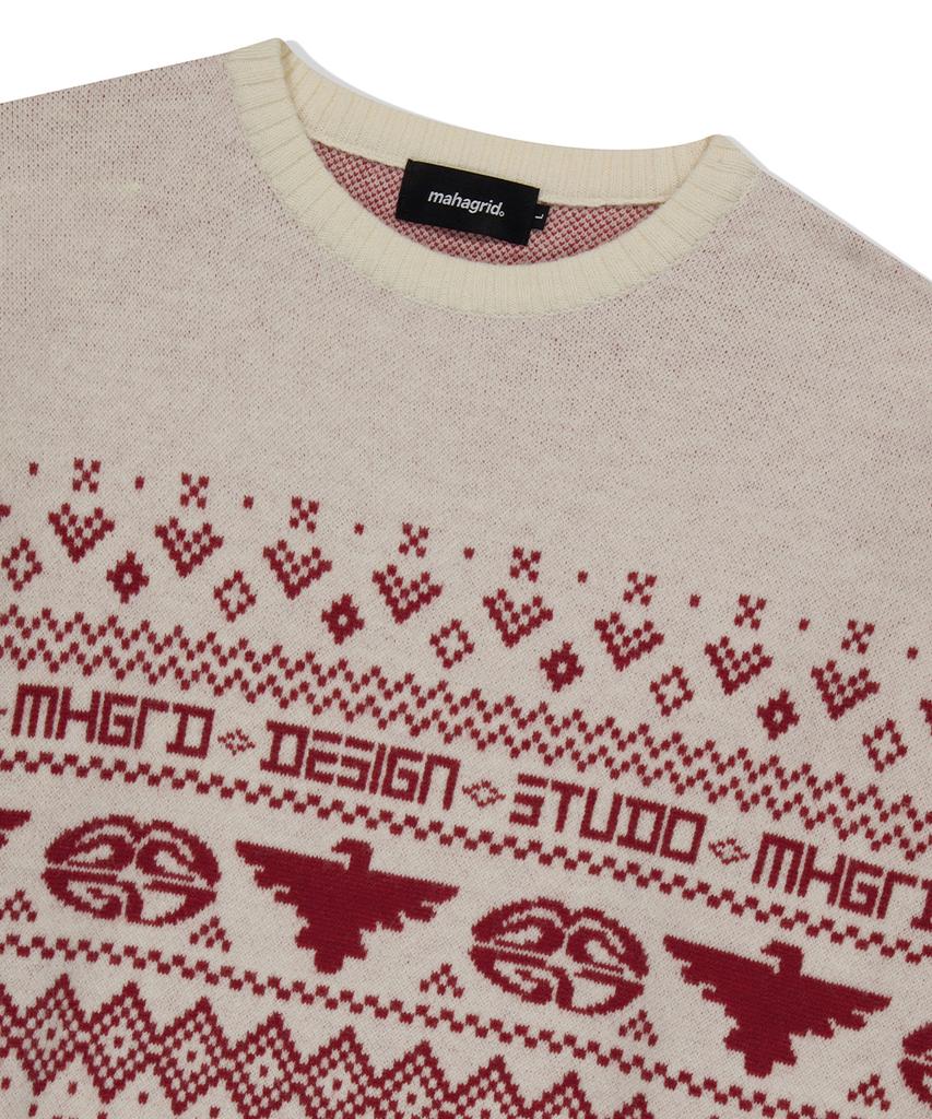 MAHAGRID Eagle Eclipse Knit Sweater Ivory(Mg2Efmk602A)