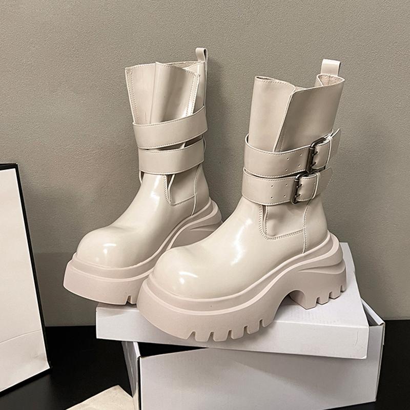 Platform Women's Ankle Boots High Heels Fashion Leather Shoes  Winter Chelsea Boots Designer Heeled Gothic Mujer De Botas