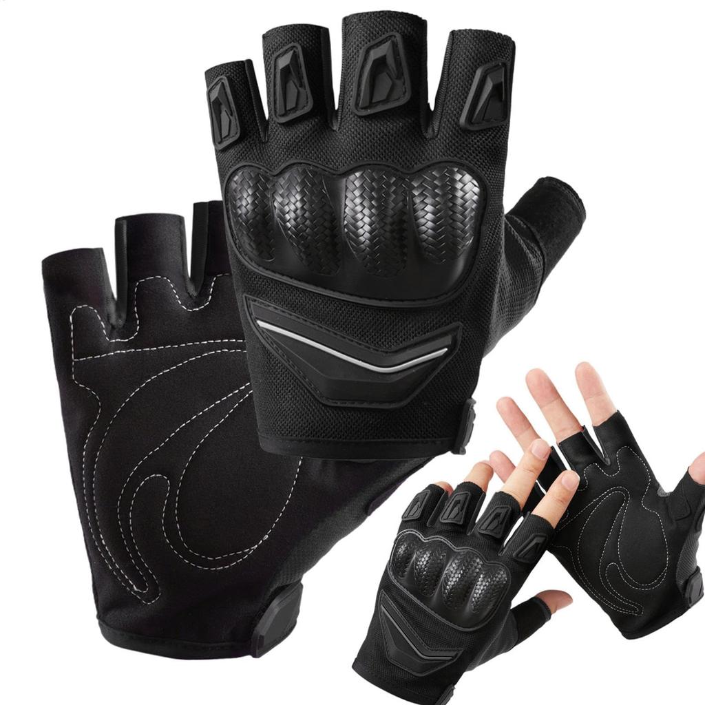 Half Pinger Bicycle Gloves, Padded Motorcycle Gloves Welding Resistant Semi Finger Gloves, Welding Resistant