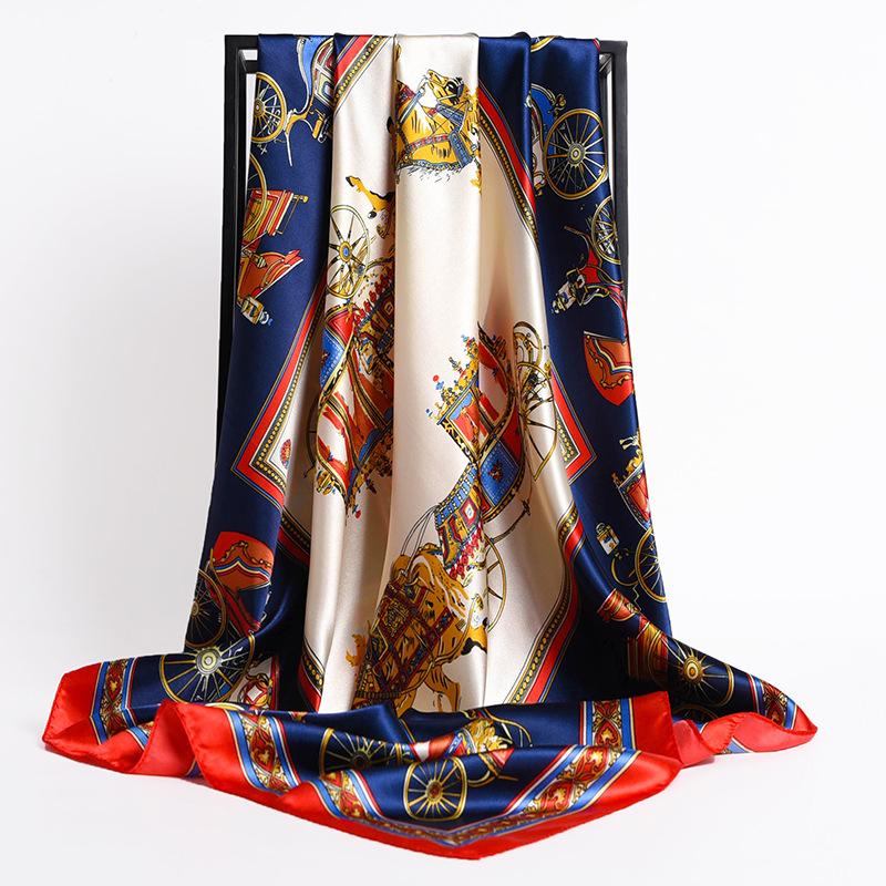 90*90cm Square Silk Scarves Women Foulard Head Scarf Ladies Shawl Wrap Muffler Pareo Bandanna Female Chiffon Hijab Poncho Beach