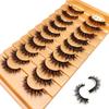 New 10 pairs of natural fluffy 3D artificial mink false eyelash makeup set with extended eyelashes and short eyelashes