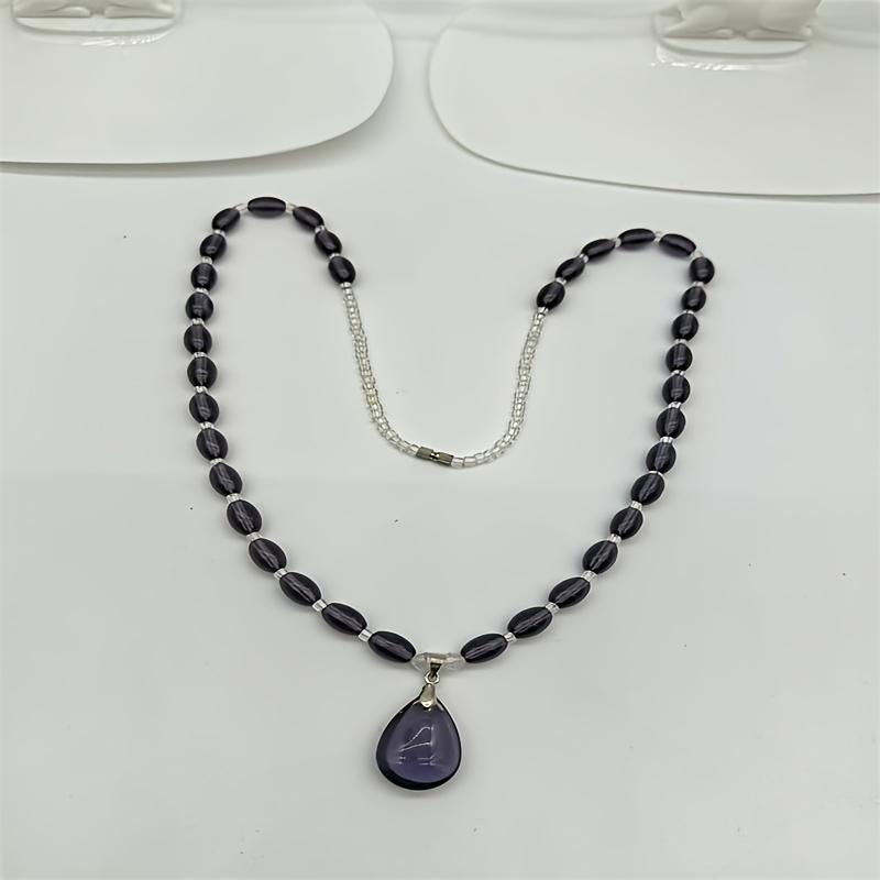 

[Holiday Gift] Amethyst Teardrop Pendant Choker Necklace | Birthday Holiday Gift, Small Present
