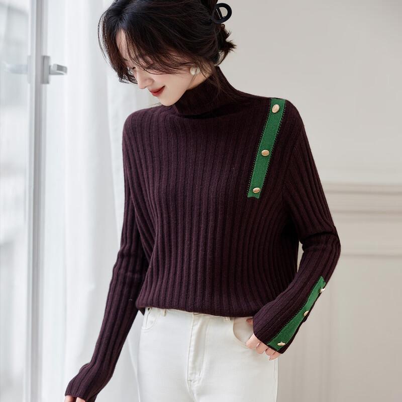 

Женский толстый свитер с высоким воротником из 100% шерсти Srcr L