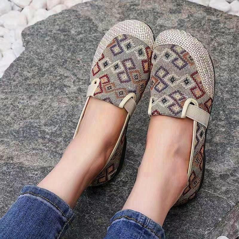24 new cloth shoes women's breathable casual versatile color matching fashion platform canvas shoes one pedal casual single shoes