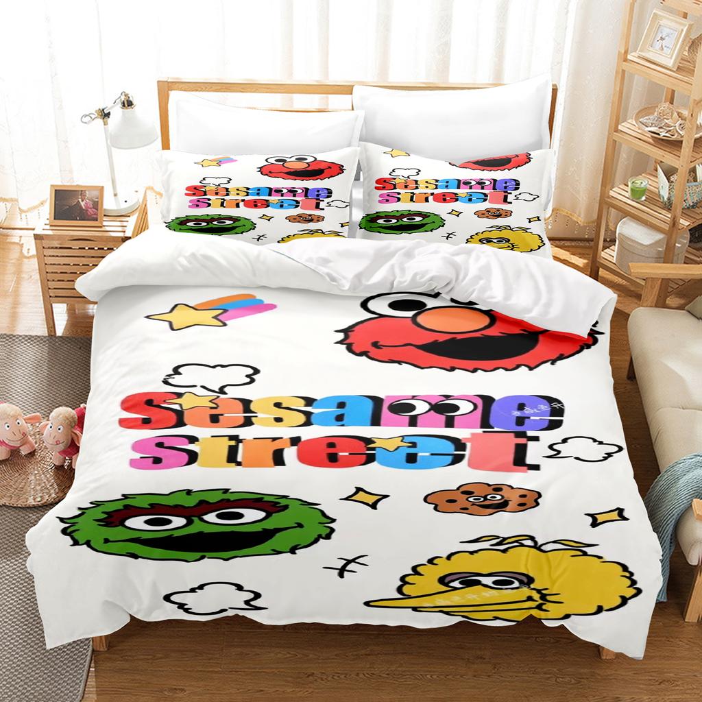 Sesamstraat Anime Home Slaapkamer Comfortabel Scandinavisch polyester materiaal geschikt voor kinderen en volwassenen 3-delige set