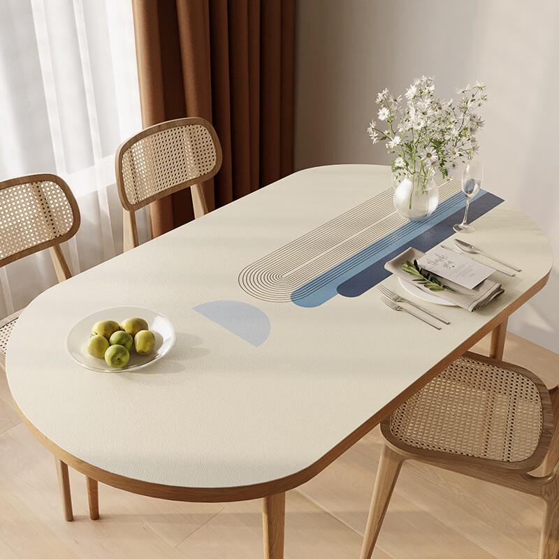 Handun Wipeable Oval PU Leather Tablecloth