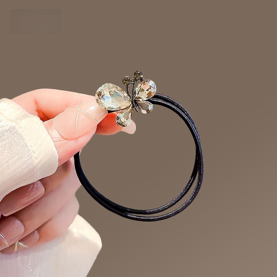Exquisite Forest Style Butterfly Crystal Hair Ties - Durable Rubber Bands for Women