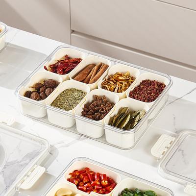 Kitchen Seasoning Storage Box Spice Box Integrated Multi Grid Storage Sealed Tank Moisture-Proof Salt Tank Kitchen Supplies 2025
