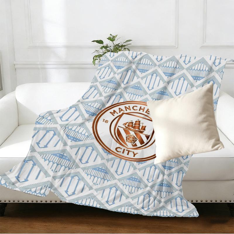 Manchester City FC Print Blanket - Soft & Comfortable, for Bedroom, Travel, Sofa, Home Decoration - Birthday Christmas Gift for Friend