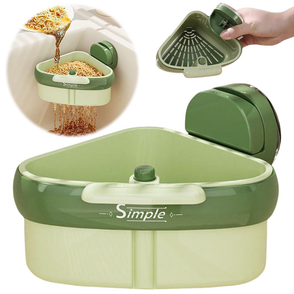 Suction Cup Sink Corner Rack with Drain Hole Sinks Trash Food Waste Catcher Triangle Storage Rack